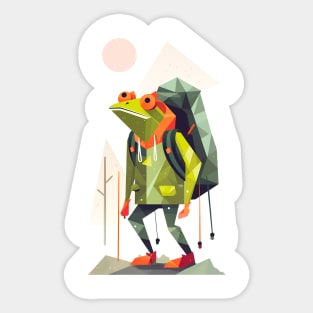 the frog goes on a hike Sticker